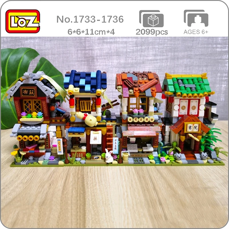 

LOZ Modular Buildings Architecture Clothing Beancurd Shops Parmacy Book Store Mini Diamond Blocks Bricks Toy For Children No Box