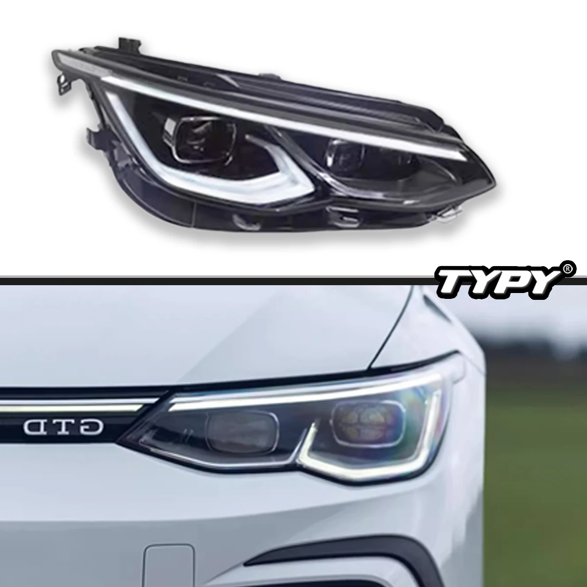 

TYPY New LED Head Lamp Upgrade Modified Headlight For VW Golf 8 2021-2024 Dynamic Signal Head Lamp Auto Accessories
