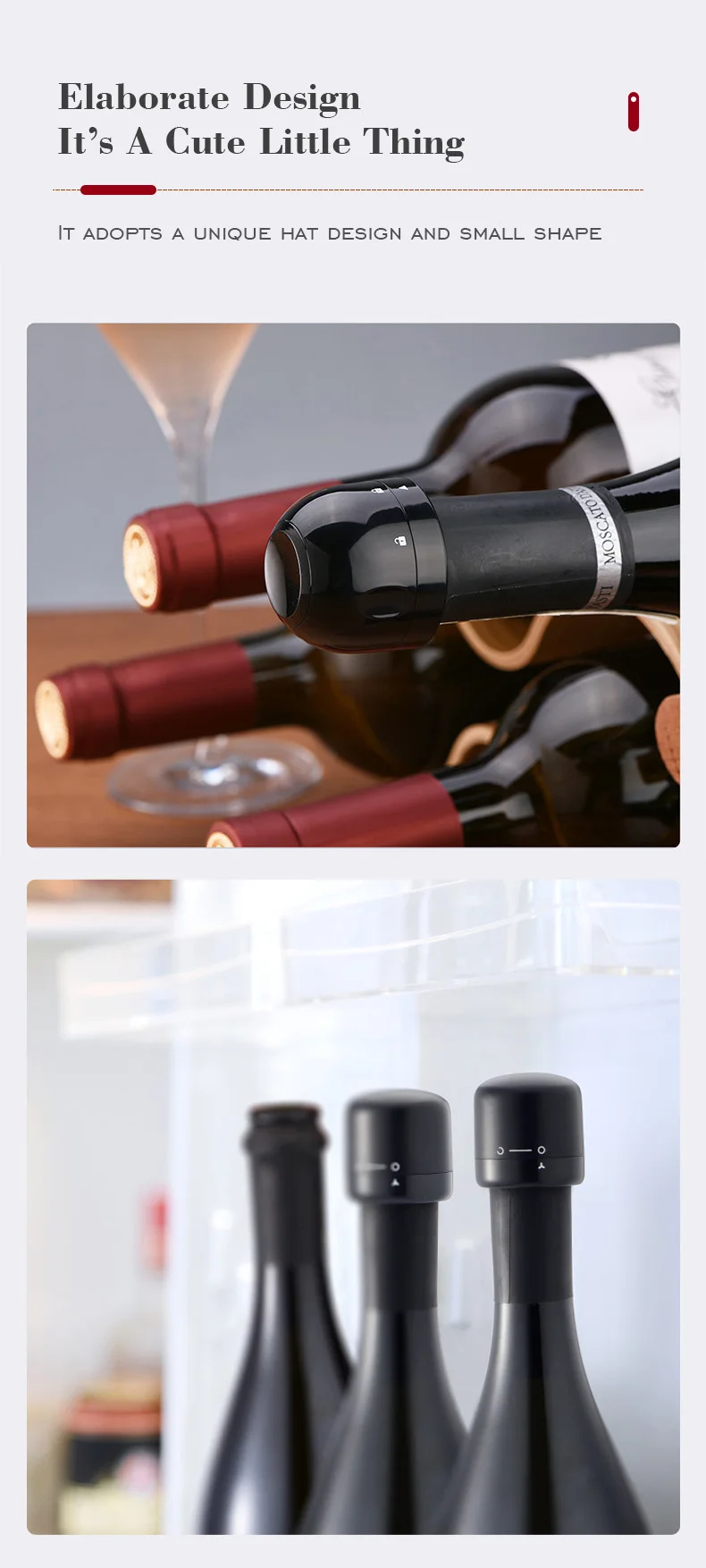 Vakuumversiegelter Weinflaschenstopfen, Champagnerverschluss, auslaufsicher und für frische Flaschenverschlüsse, Weinkorken, Barzubehör, Zubehör – Detail 12