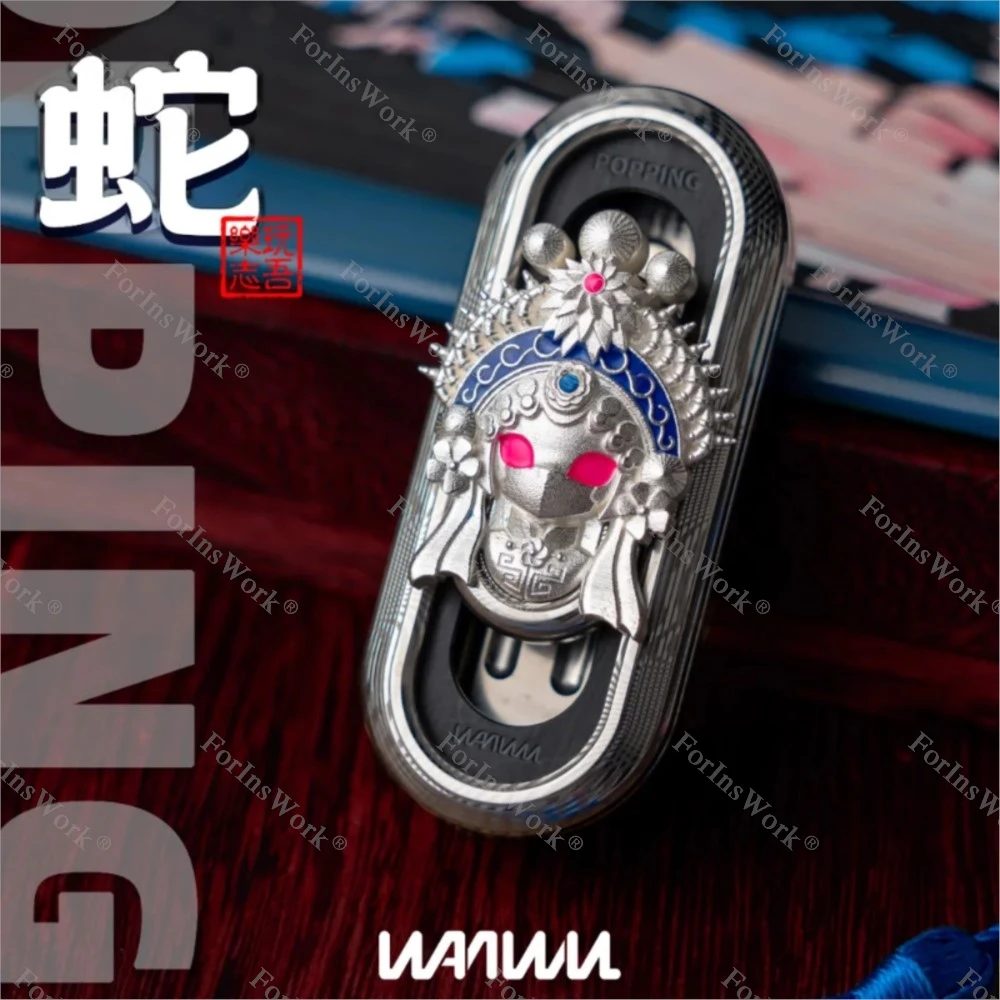 

Beijing EDC SHOW WANWU Дамасская белая змея Пекинская опера Popping Титановый слайдер Push Fidgets Sliders Limited