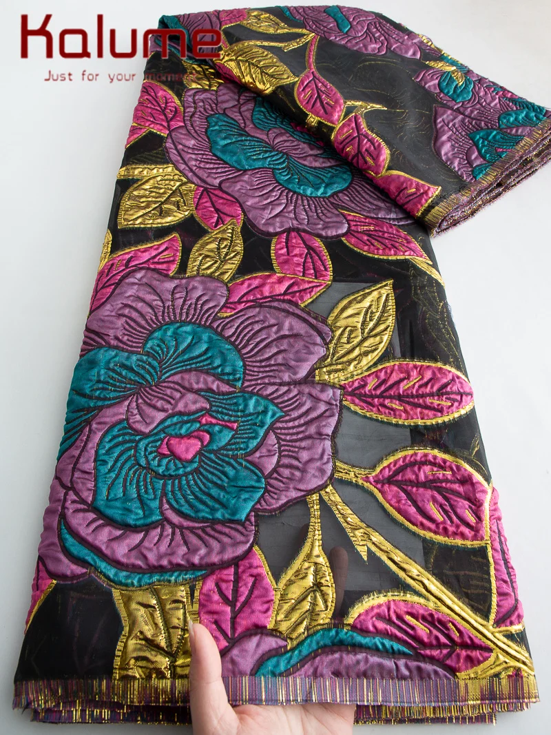 

Brocade Lace Fabric 2024 High Quality Jacquard Organza Fabric African Damask Lace Fabric 5yards Evening Dresses for Women F3753