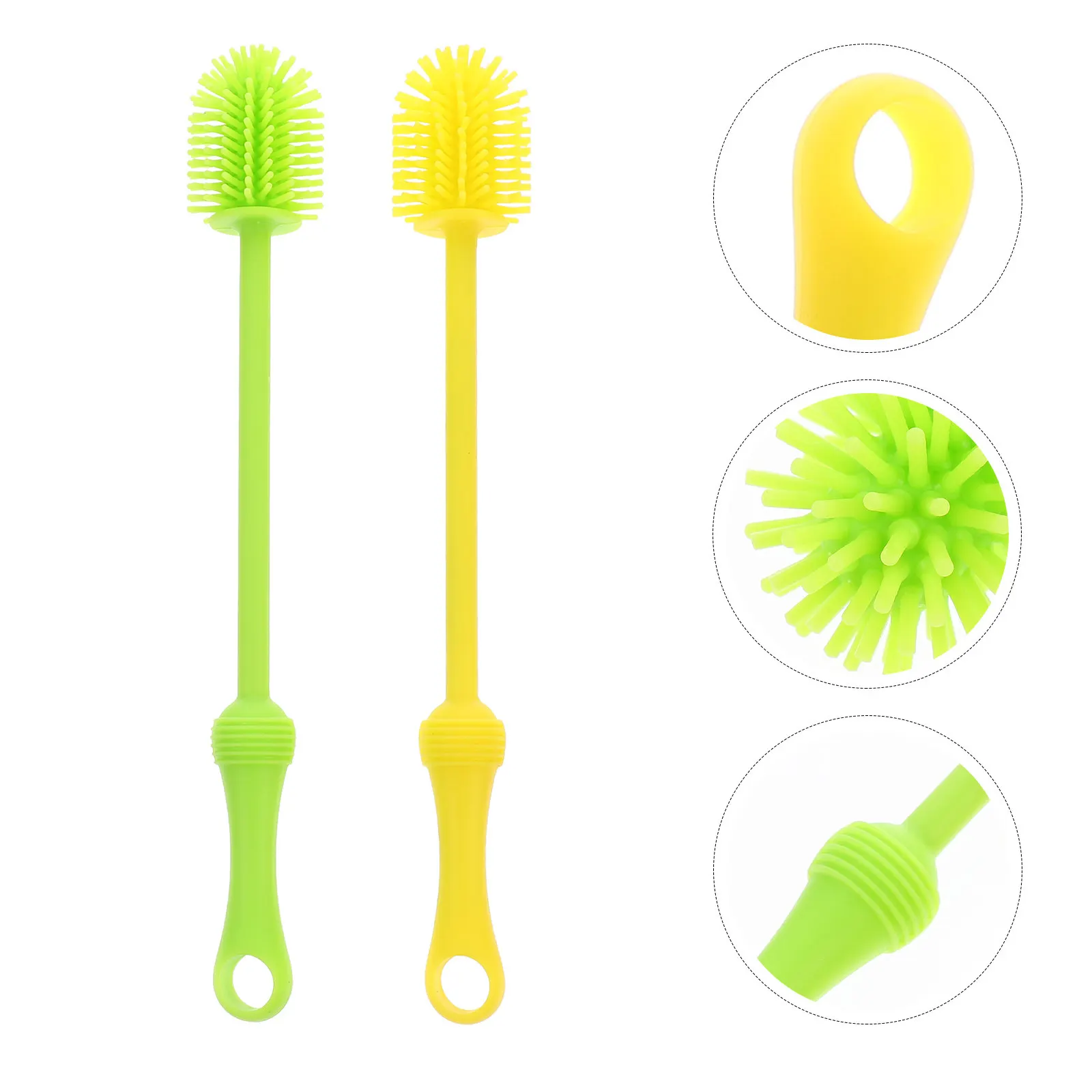 

2Pcs Multipurpose Silicone Bottle Brush Long Handle Bottle Washer for Baby Bottles Pacifiers Jars Food Containers Kitchen