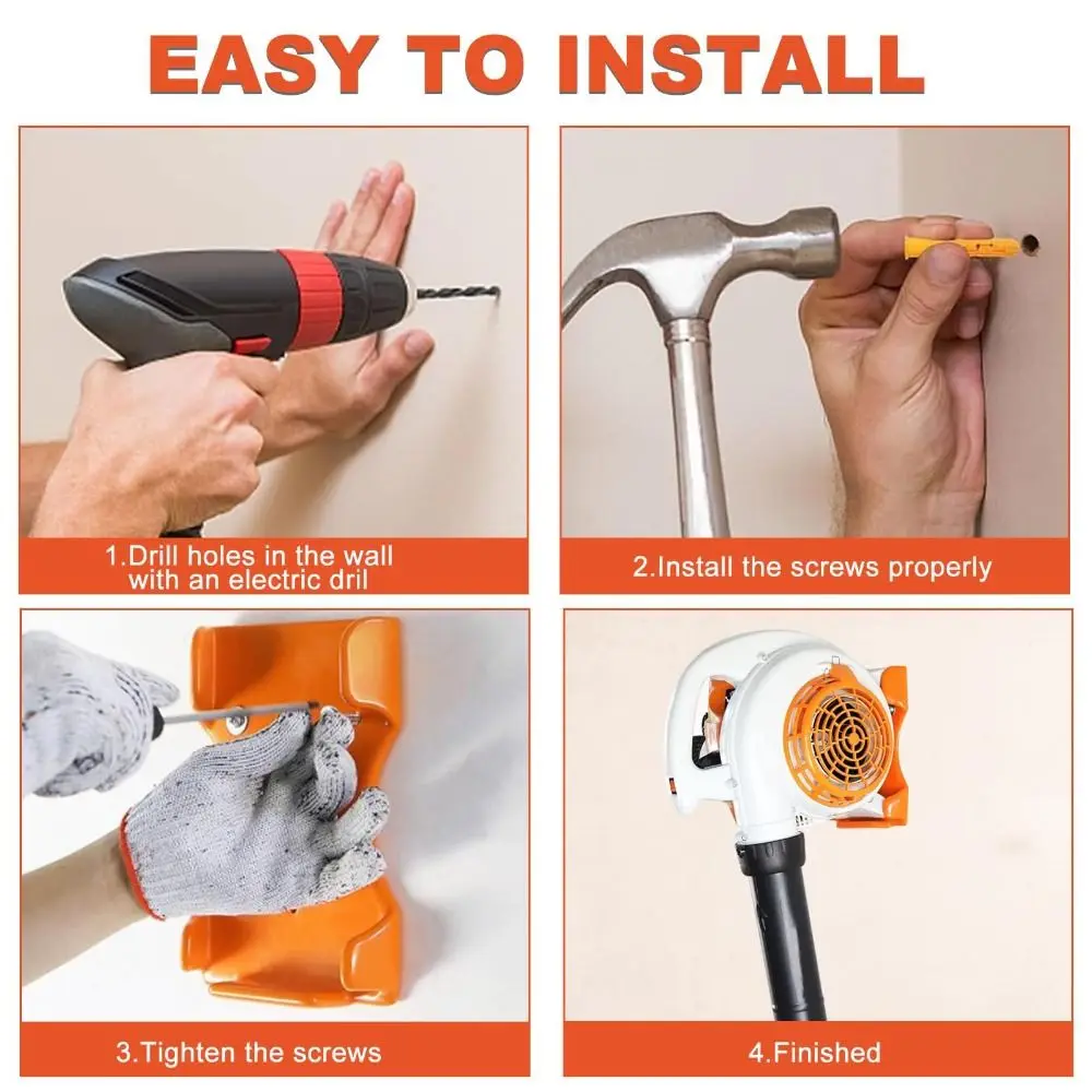 

Сверхмощная вешалка для вентилятора для листьев. Хранение инструментов. Компактная конструкция. Стойка для вентилятора. Защитное крепление. Крепление для вентилятора оранжевого цвета.