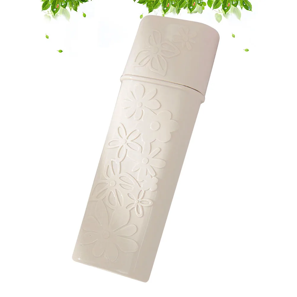 Estojo de escova de dentes compacto para viagem, suporte portátil para escova, protetor para acampamento, caminhadas, banheiro, bege