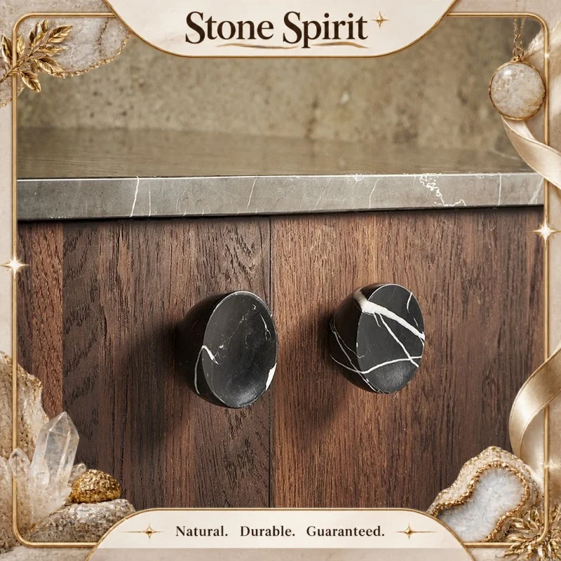 Natural Marble Single Hole Handle for Bedroom Hotel Clothing Store Wardrobe Drawer Home Room Decor Organization Door Handles