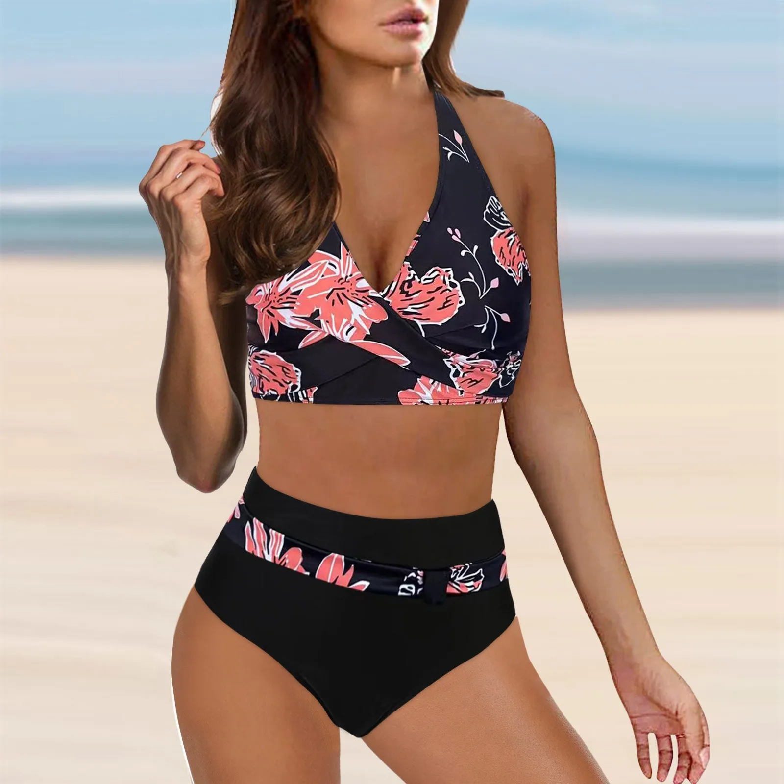 2024 New Women Swimsuit Sexy Women High Waist Bikini Swimwear Female Two Piece Beachwear Printed Bikinis Set Bathing Suit