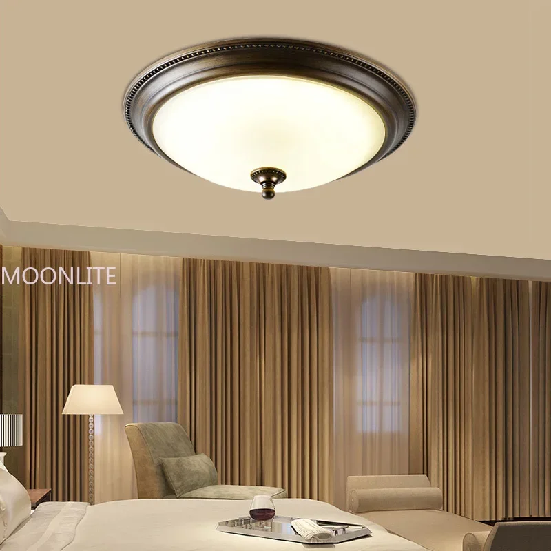 

Round Ceiling Gold/Black/Bronze Ceiling Lamp Frosted Glass for Corridor Living Room Kitchen Luminous LED Lighting 110/220V