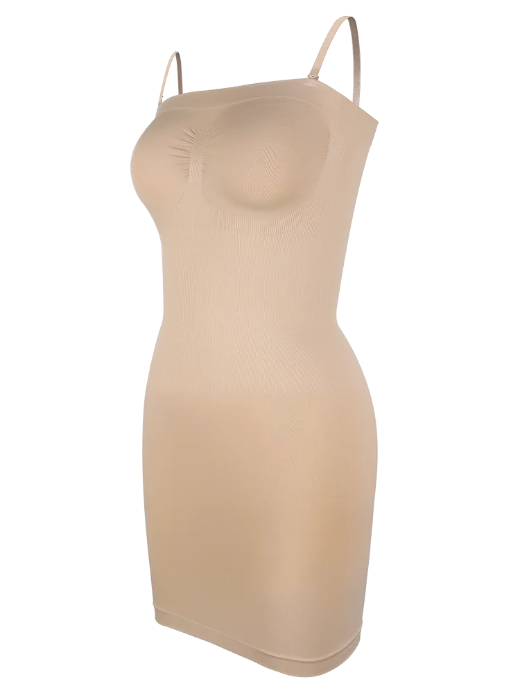 Vestido moldeador de cuerpo sin tirantes para mujer, ropa interior Invisible, Control de barriga, adelgazante