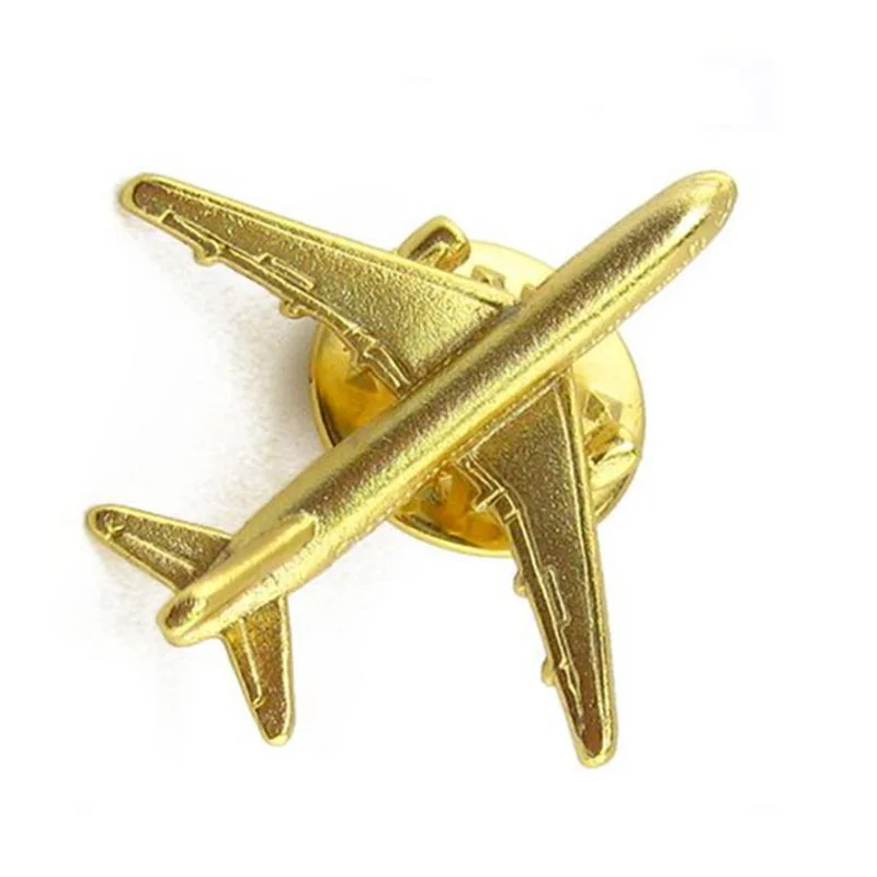 Metal aircraft brooch fashion minimalist punk jewelry badge lapel pin for backpack clothing accessories Christmas gift