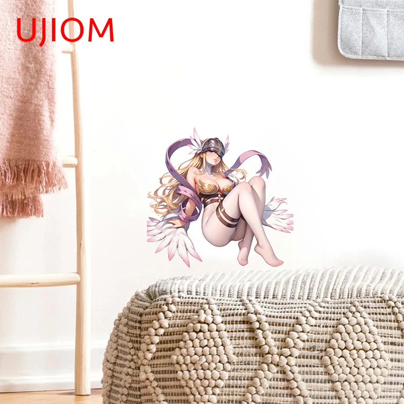 UJIOM 13cm Huge Breast NSFW Angewomon Digimon Anime Girl Wall Stickers Wardrobe Decal Personality Amusing Home Decoration