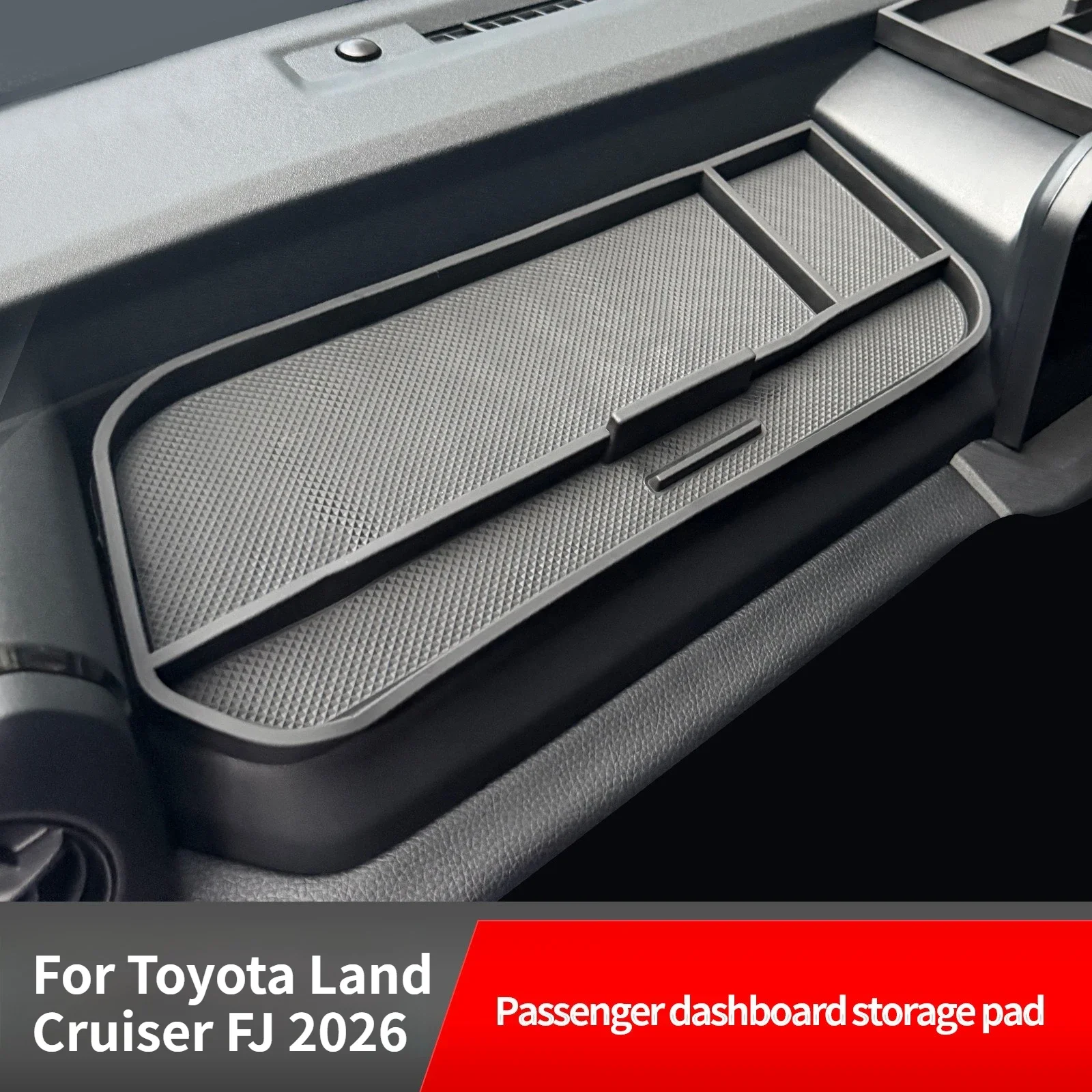 For Toyota Land Cruiser FJ 2026 Car Co-pilot Instrument Storage Tray Passenger Side Dashboard Organizer Box Anti-Slip Pad detail image 1