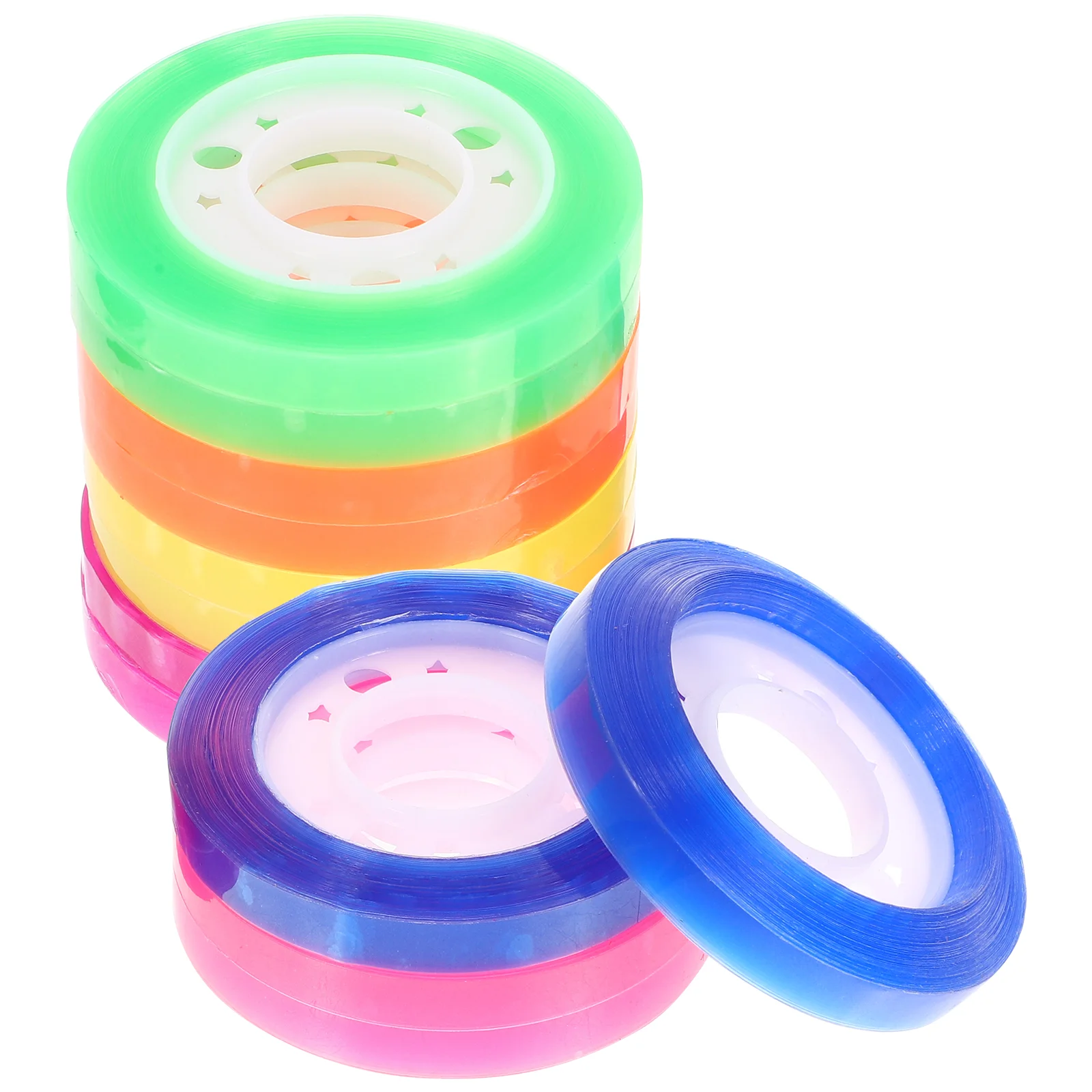 12 Rolls Color Transparent Tape Stationery Supplies Scrapbook Decorative Bopp DIY Tapes Adhesive Student Magnetic