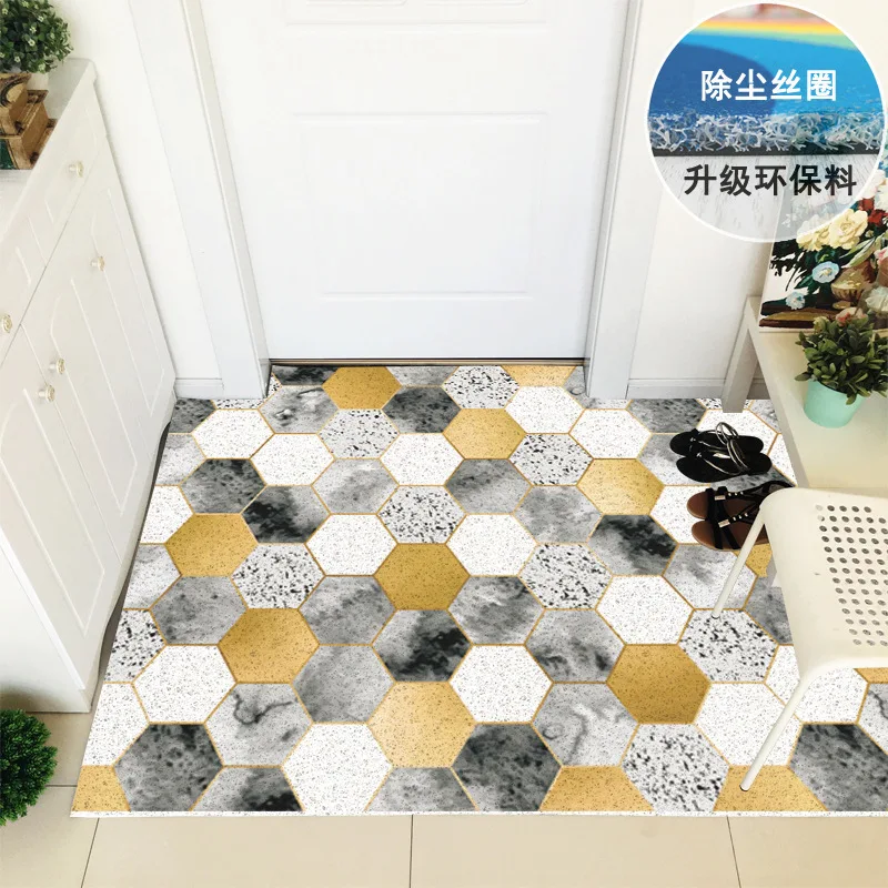 Hallway Mat Foldable Hexagonal Floor Mats Home Entrance Doormat Dust Removal Mat Thickened Mud Scraping Pvc Mat Can Be Cut