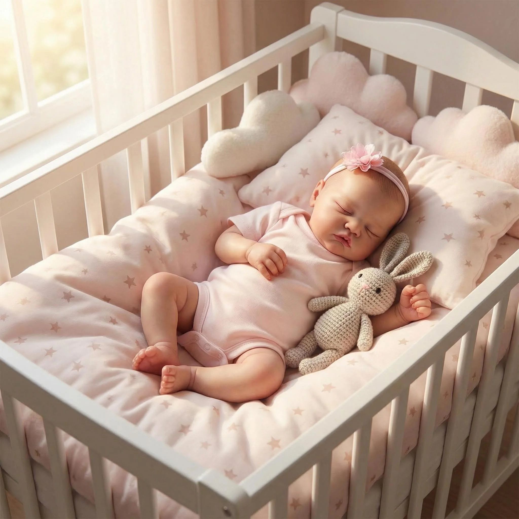 NPK19 inch  Already Painted Finished Reborn Doll Quinbee Sleeping Baby Doll With 3D Skin  Painting with Visible Veins