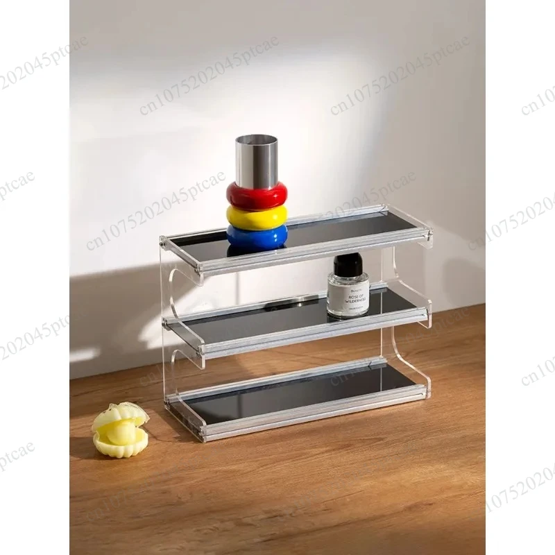 Vanity Bedroom Bathroom Organizer Rack Storage Shelf Memphis Style Storage Shelf Three-Layer Household Minimalist Acrylic