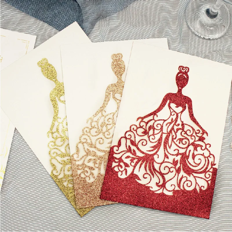 

Laser Cut Wedding Invitation Card, Printing Customization, Elegant Girl, Engagement, Valentine's Day, Party, Birthday