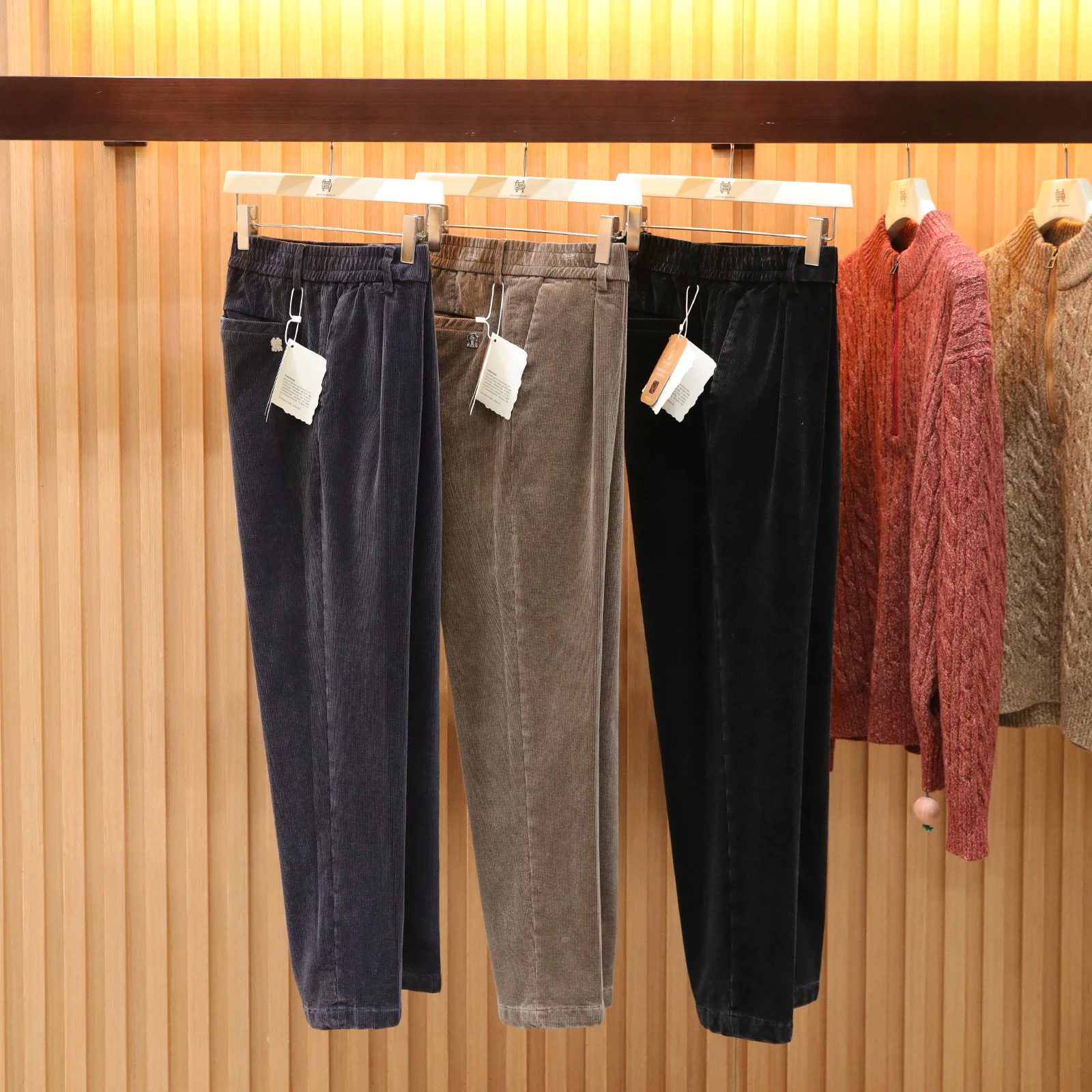 

Мужские повседневные брюки из хлопкового вельвета прямого кроя с эластичным поясом, удобные, в британском стиле, зимние, новинка, немнущиеся