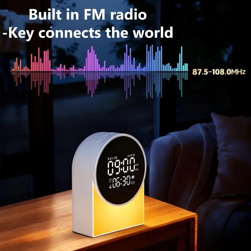 5 في 1 الأبيض الضوضاء سمّاعات بلوتوث مع ساعة تنبيه RGB ضوء الظهر المتكلم راديو FM عرض الوقت صندوق الصوت المحمول هدية #4