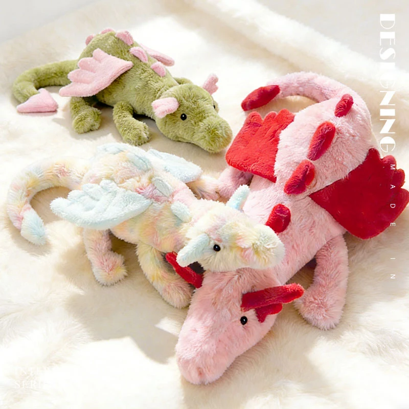 

Мультяшная плюшевая игрушка «Летающий дракон» с крыльями, зеленая, розовая, с длинным хвостом, подушка-игрушка, подарок