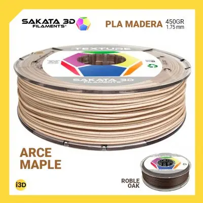 Filament PLA 850 Texture Wood Sakata 3D Wood 1,75mm 450 gr printer 3D Ender Creality Prusa EasyPrint made in Spain