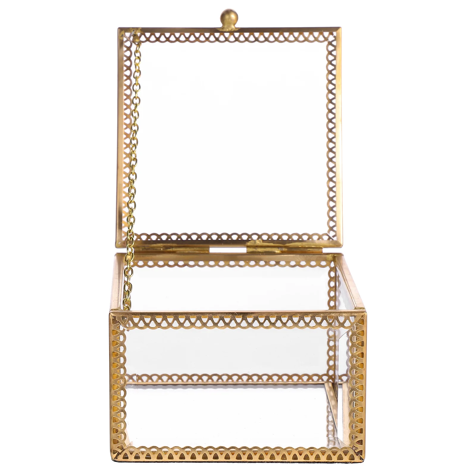 

1Pcs Square Jewel Case Metal Frame Vintage Style Jewelry Display Box for Necklace Earrings Ring Organizer Home Decoration