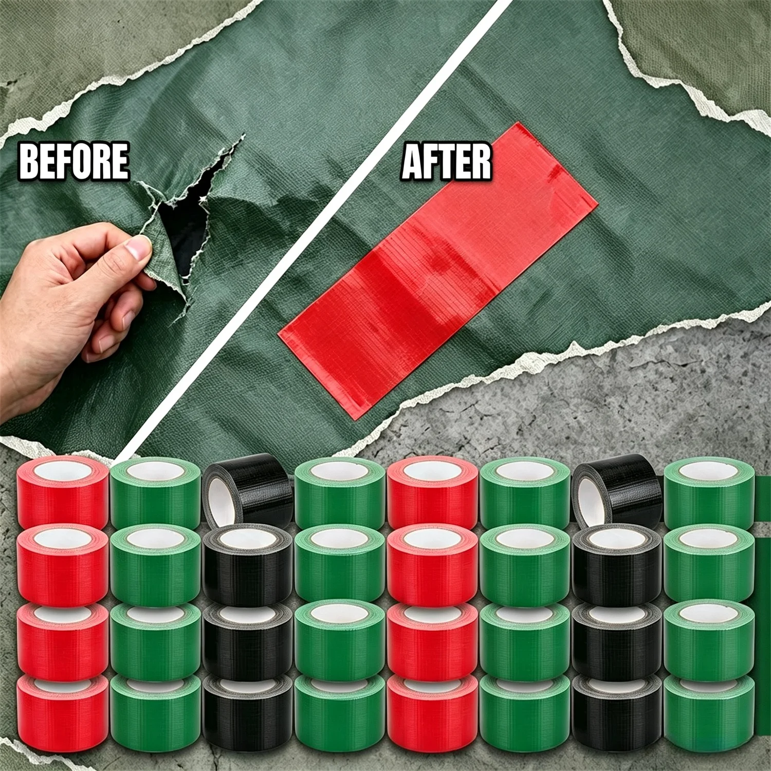 High Sticky Strong Tarpaulin Repair Tape Waterproof Self-Adhesive Tapes Patches Outdoor Truck Tent Cover Awning Tape for Camping
