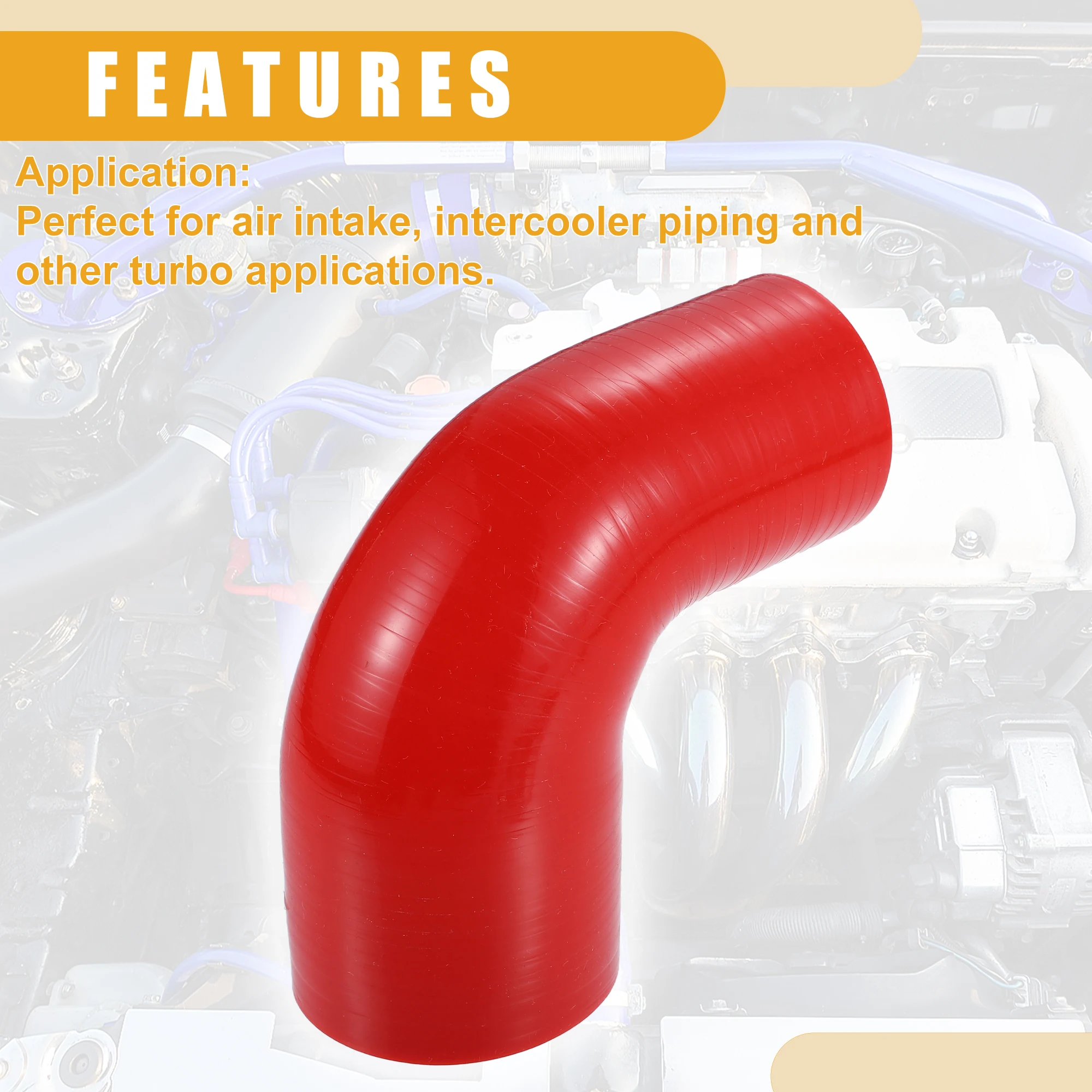 UXCELL 51mm ID to 63mm ID 51mm ID to 76mm ID Universal 90 Degree Elbow Silicone Hose Coupler Turbo Intercooler Intake Piping