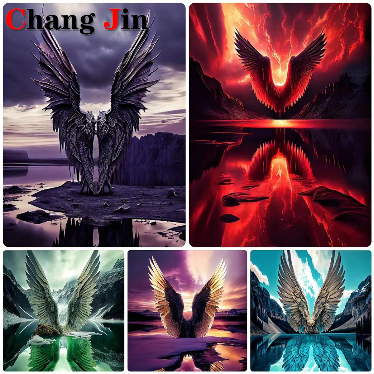 

Dark Angel Wings Diamond Painting Diy Cross Stitch Kit Embroidery 5D Big Flame Wing Diamond Mosaic Modern Home Decor Gifts