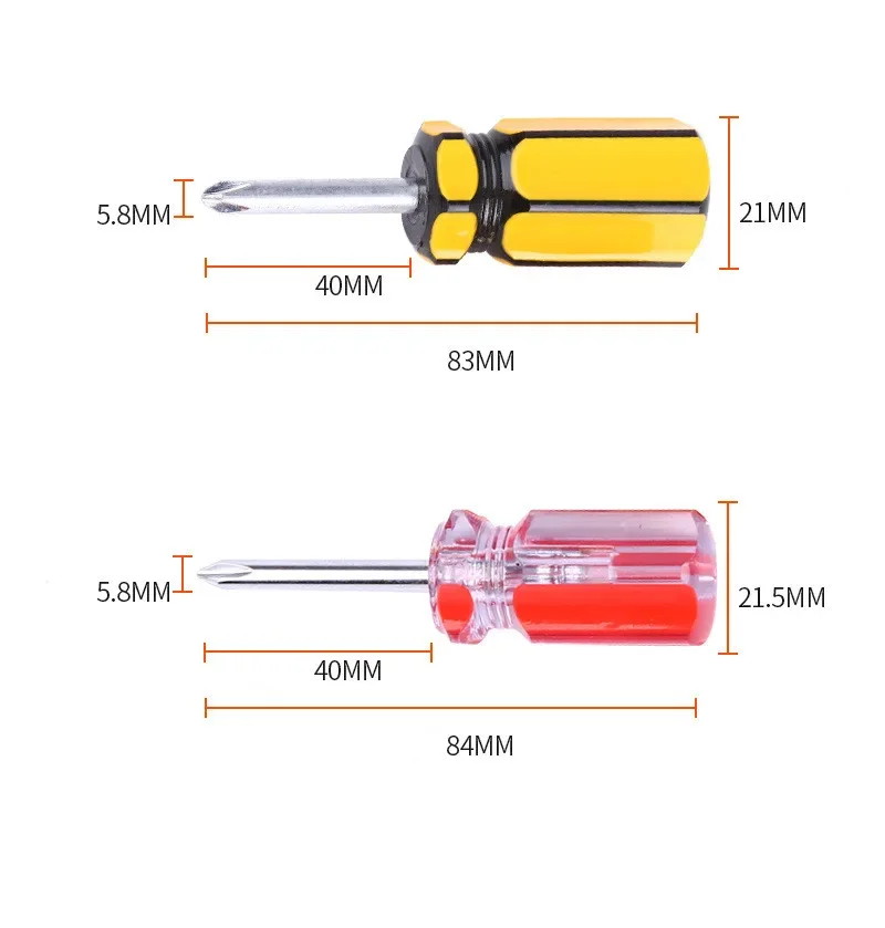 2pcs/set Red Mini Screwdrivers Good Quality Flat and Star Ph2 Stubby Small Screwdriver New Professional Hand Tools for Home Use