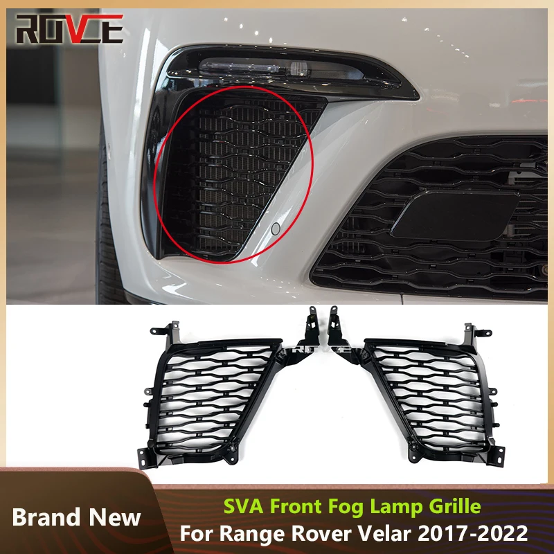 

ROVCE Car Front Grill Mesh Grille Fog Light Lamp Cover For Land Rover RANGEROVER Velar SVA 2017-2022 LR126801 LR126802 L560