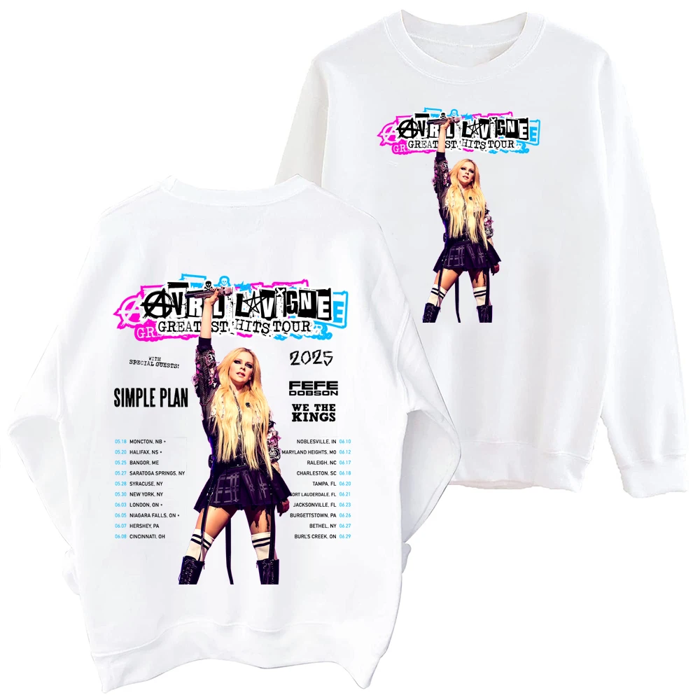 أفريل لافين أعظم الزيارات جولة 2025 البلوز Harajuku جولة الرقبة طويلة الأكمام المتضخم الموسيقى الشعبية هوديي المشجعين هدية