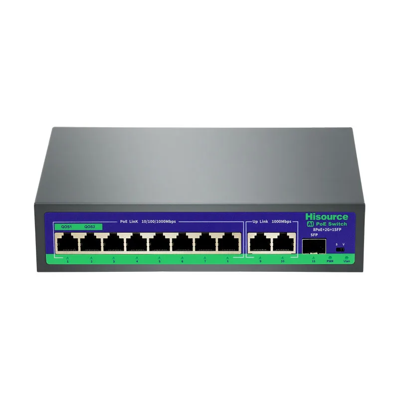 

11-портовый полный гигабитный коммутатор Ethernet POE со стандартным источником питания QoS 8+2+1