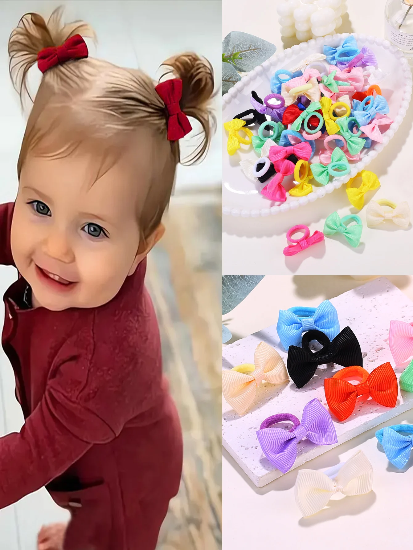 10/20/30/40 pacotes de laços de cabelo para crianças, acessórios de cabelo de bebê, faixas de cabelo elásticas coloridas, perfeitas para rabos de cavalo e tranças