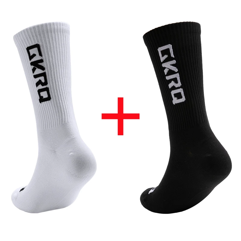 2pairs GKRQ New Cycling Socks Bike Nurse Compression Road Bike Running Mtb Knee-high White Sports Funny Brand Black