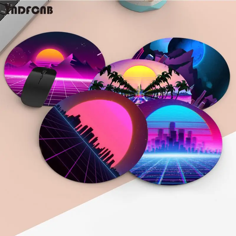 

Cartoon 80's Color Mousepad Round Custom Skin Desktop Desk Mat Kawaii Gaming Accessories Pad Mouse Pad For PC Mouse Carpet