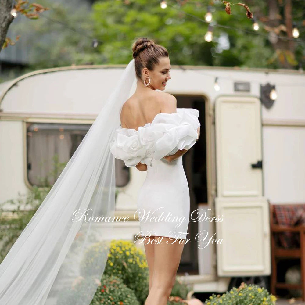 Elegante sem alças plissado curto bainha vestidos de casamento 2025 feminino fora do ombro aberto para trás mini vestidos de novia personalizado