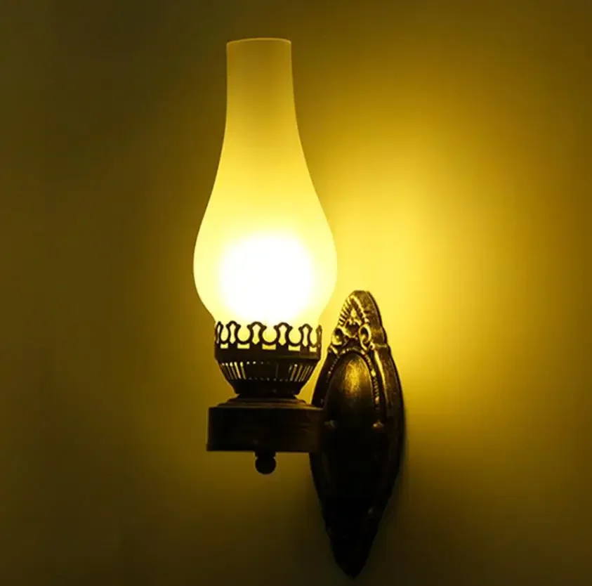 American retro wall lamp old kerosene antique lamp Cafe Qingba hotel corridor frosted lamp