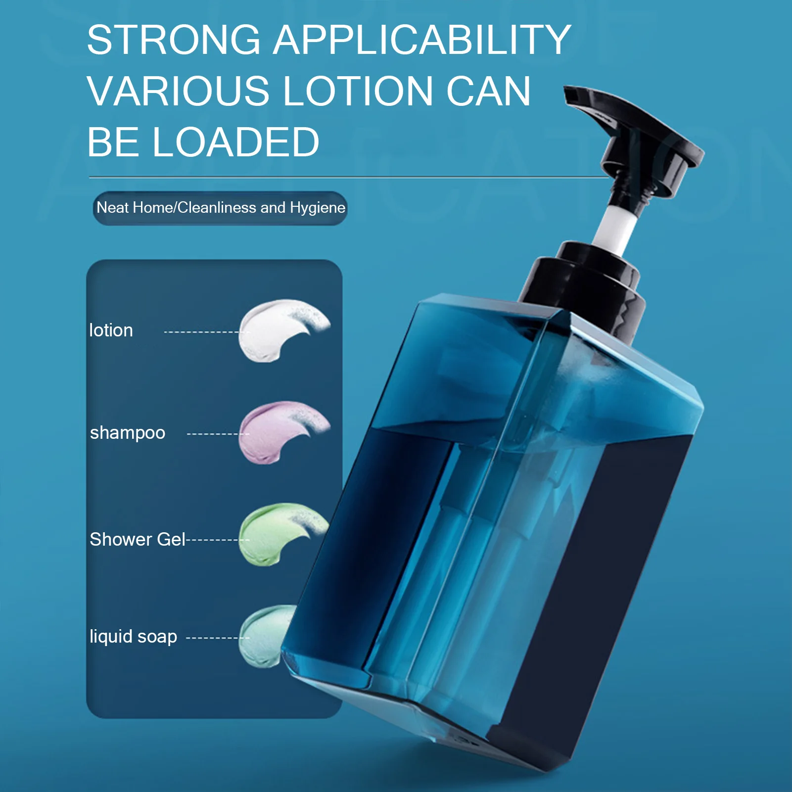 Garrafas recarregáveis de 250ml-650ml, recipientes portáteis de shampoo, dispensador de gel de banho, à prova de vazamento, fundo antiderrapante para viagens ao ar livre