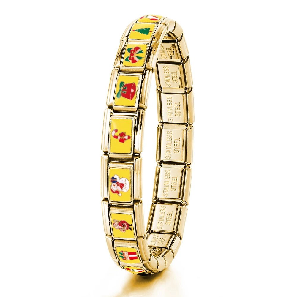 URING Trendige Weihnachtsfest-Serie Bunte Charm-Verbindungsperlen aus Edelstahl 9mm für DIY-Armband Italienischer Schmuck – Detail 3