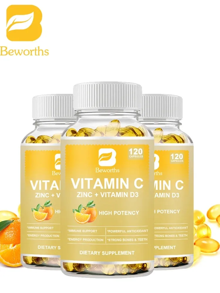 Minch 2000mg Vitamin C & Zinc 40mg & Vitamin D3 Strong Antioxidant Collagen Booster Anti-Agingand Skin Health Care Supplements