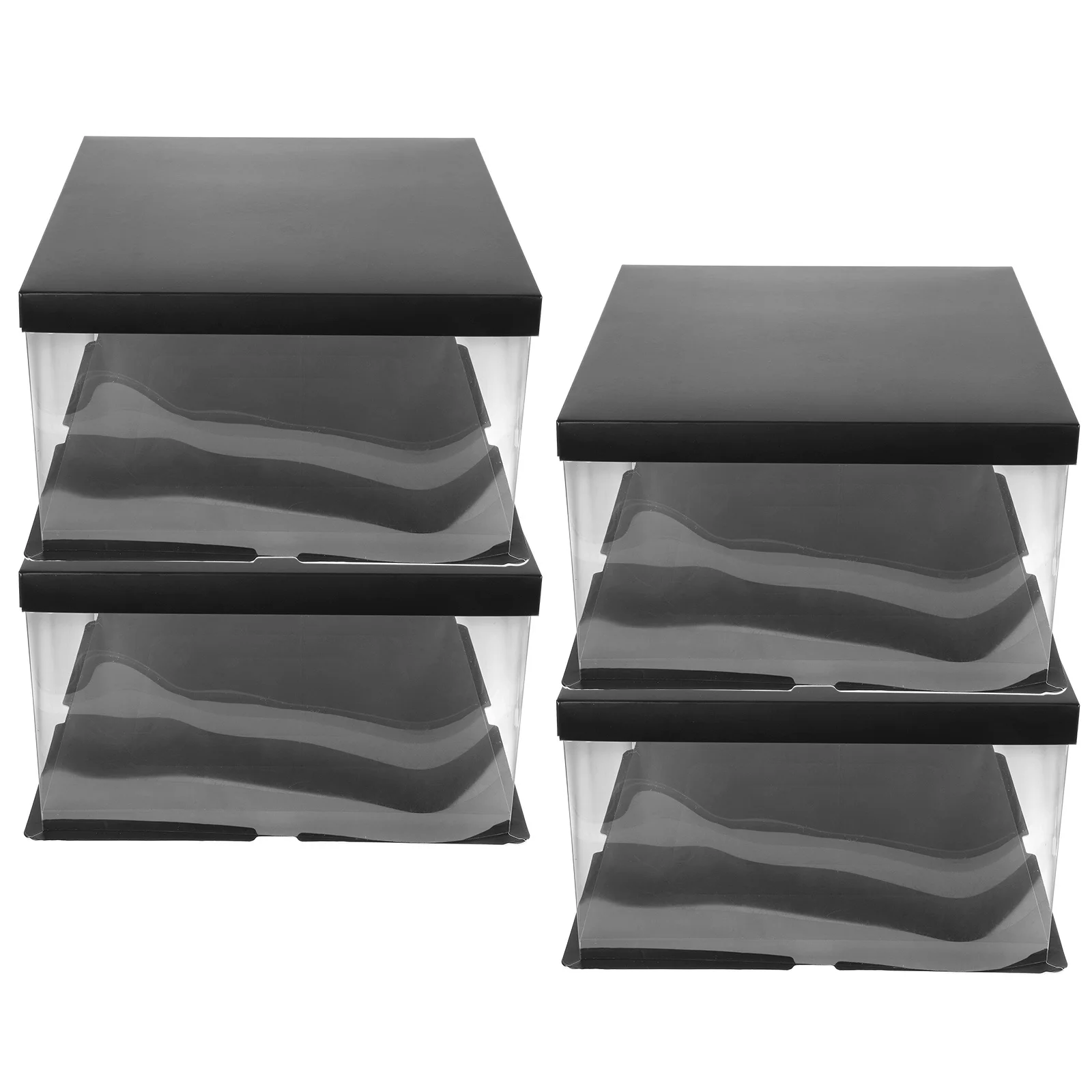 

4Pcs Clear Cake Box Transparent Square Cake Carrier 10 Inch Birthday Packing Box Portable Bakery Baking Supplies,