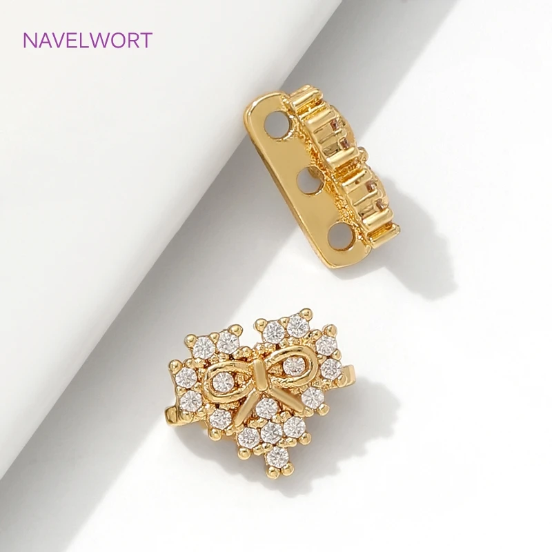 18K مطلية بالذهب مطعمة الزركون الخرز فواصل موصل ، النحاس 2/3 حفرة فاصل فواصل DIY بها بنفسك الديكور مجوهرات اكسسوارات