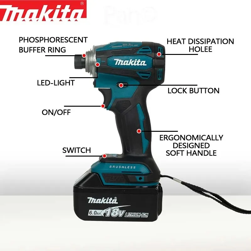 Makita DTD172 Impact Driver Drill 180Nm 18V Brushless Moter Cordless Electric ScrewDriver Power Tools For Makita 18V Battery