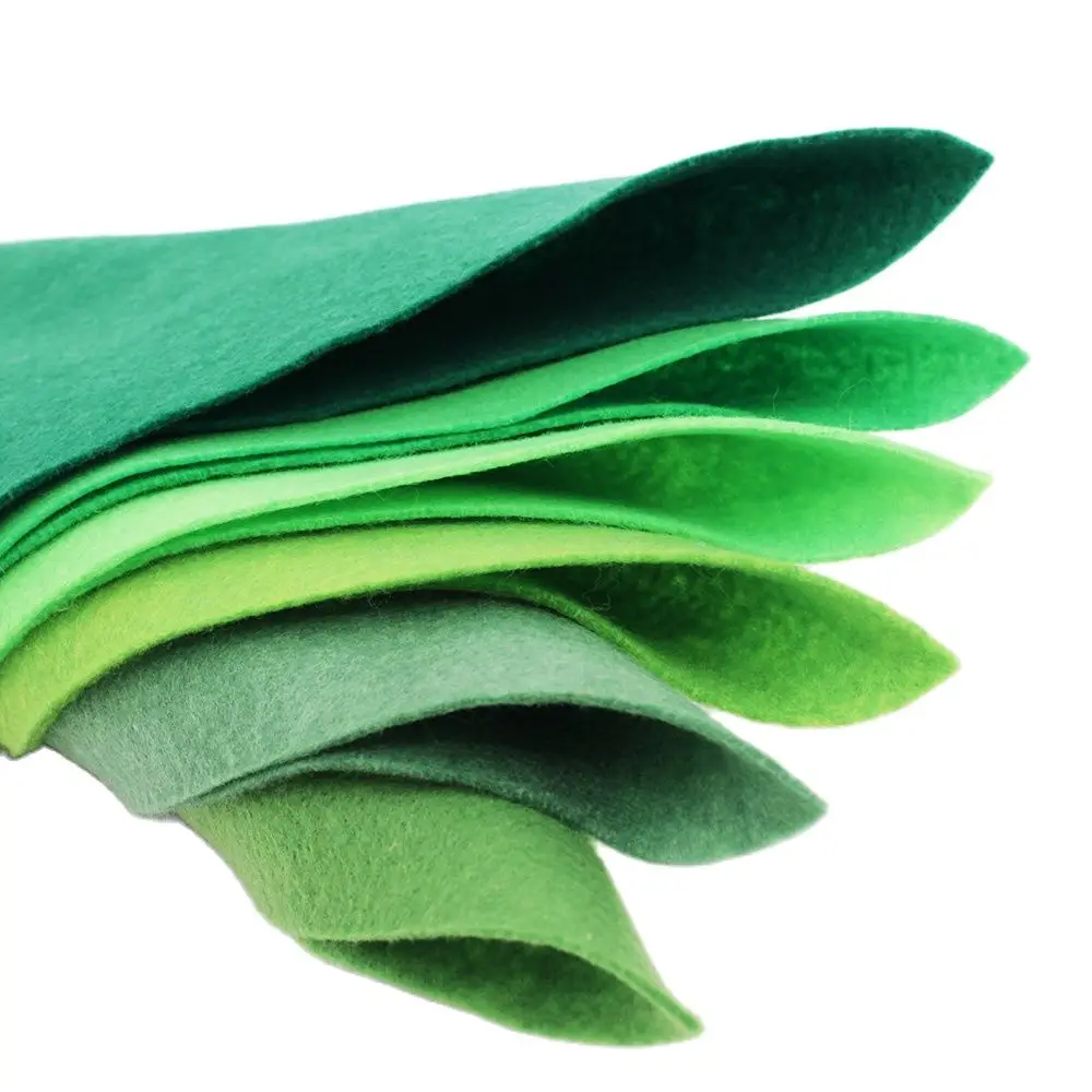 1.2mm High Density Green Soft Felt Fabric For Needlework DIY Sewing Dolls Crafts,Toys,Polyester Cloth, Non-Woven Set