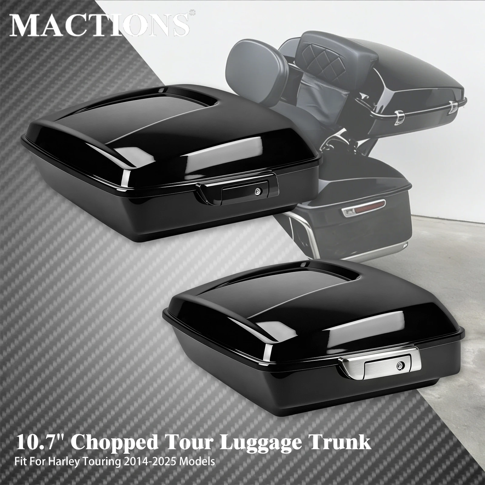 

Motorcycle 10.7''Tour Luggage Trunk Rear Luggage Storage Tool Box For Harley Touring Road King Street Electra Glide 2014-2025