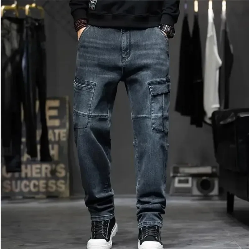 

Loose Big Size Men's Jeans Mens Hiphop Baggy Denim Pants Leisure Men Clothing Fatify Cargo Trousers Plus Size 42 Mens Bottoms