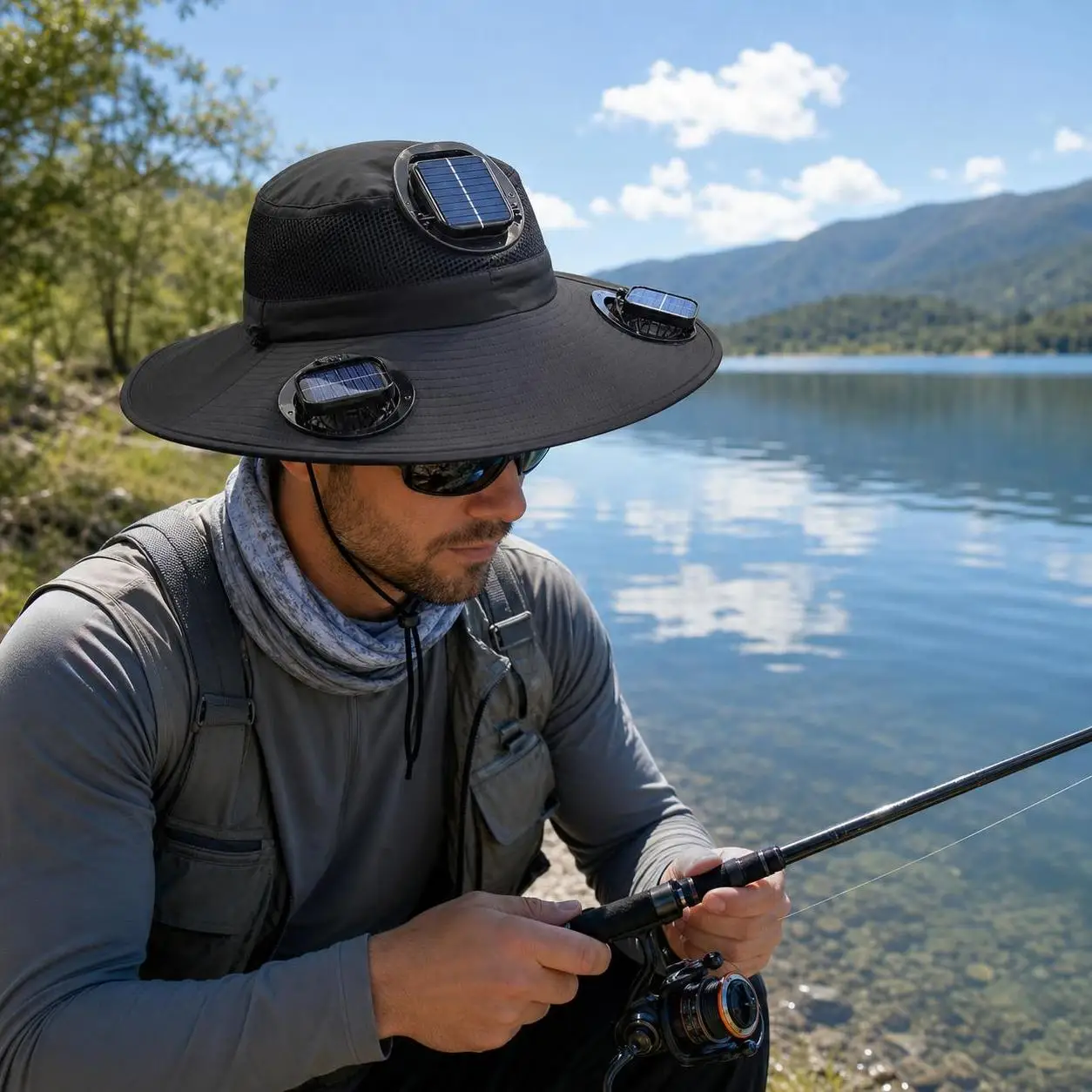 3 Fans Solar Fan Hat Breathable Strong Wind Summer Fan Visor Cap Portable Lightweight Cooling Fisherman Hat Outdoor Travel