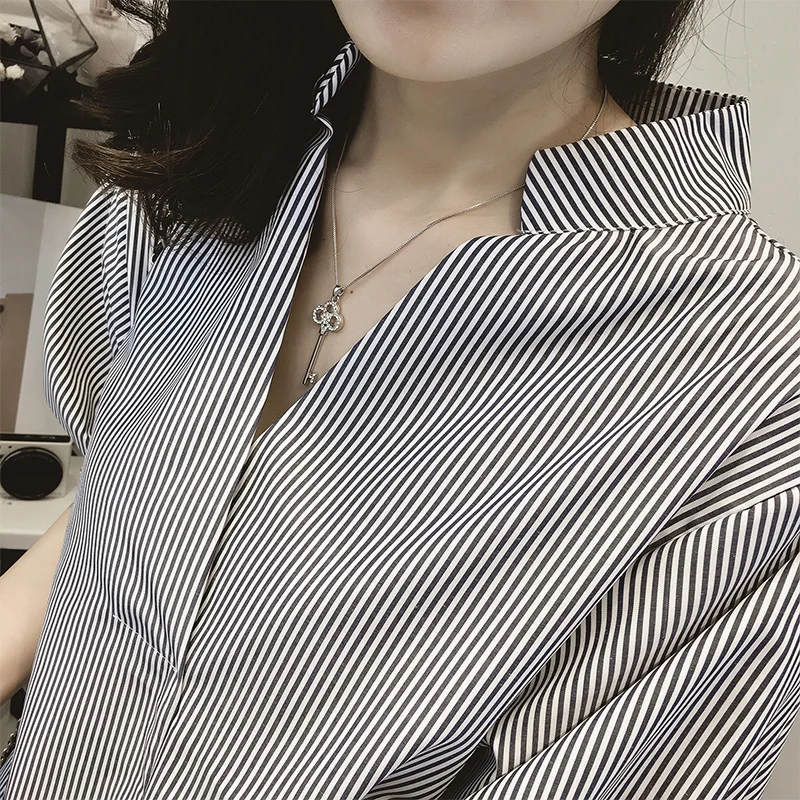 plus Size Women's Striped Short Sleeve T-Shirt Base Shirt V-Neck Regular Length Straight Cut Summer Fashion plus Size Clothing