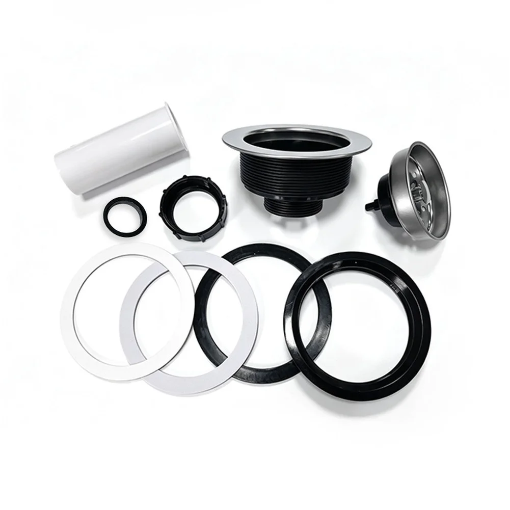 Stainless Steel Kitchen Sink Filter With Trap Kit For 110mm Basket Sink Filter Straight Drainage Pipe Easy-Pull Filtration Tools