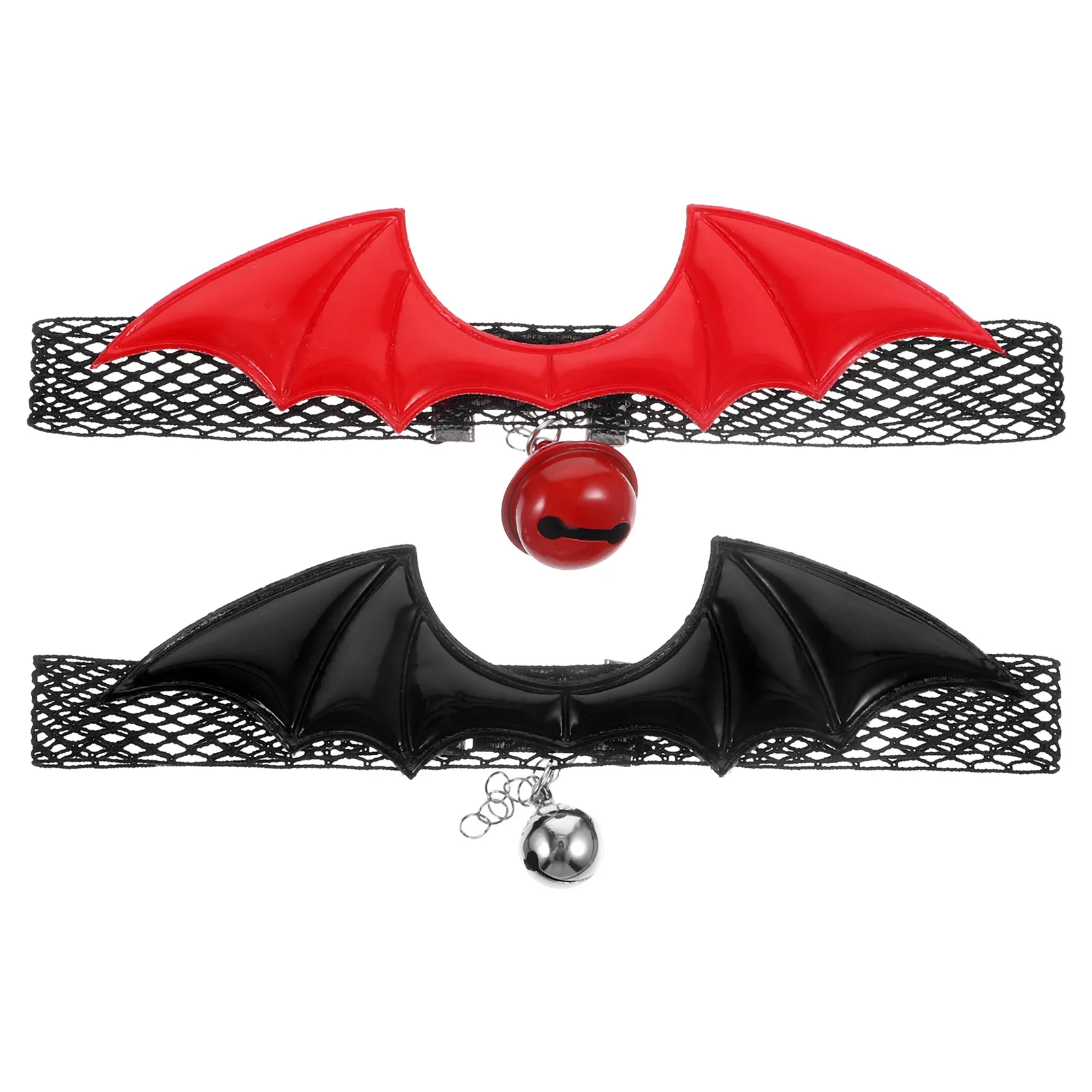 

2pcs Collar with Bell Bat Wings Adjustable Decorative Cloth Necklaces for Small Cats Halloween Kitten Accessories Christmas